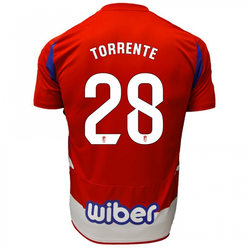 Hombre Camiseta Raúl Torrente #28 Rojo Blanco Azul 1ª Equipación 2024/25 La Camisa Argentina