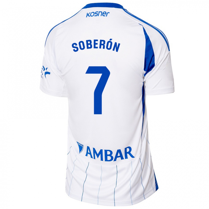 Hombre Camiseta Mario Soberón #7 Rojo Blanco 1ª Equipación 2024/25 La Camisa Argentina