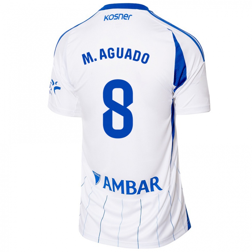 Hombre Camiseta Marc Aguado #8 Rojo Blanco 1ª Equipación 2024/25 La Camisa Argentina