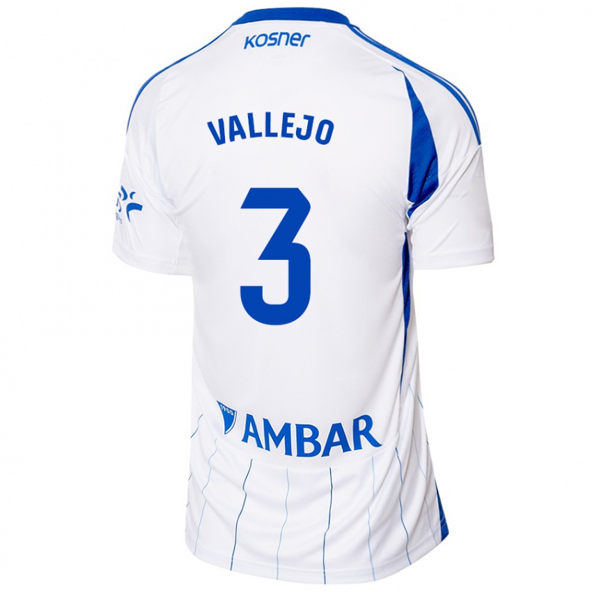 Hombre Camiseta Jaime Vallejo #3 Rojo Blanco 1ª Equipación 2024/25 La Camisa Argentina