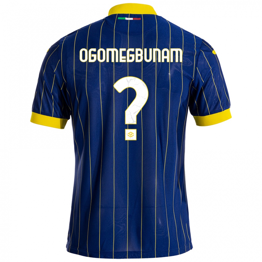 Hombre Camiseta Izu Ogomegbunam #0 Azul Amarillo 1ª Equipación 2024/25 La Camisa Argentina