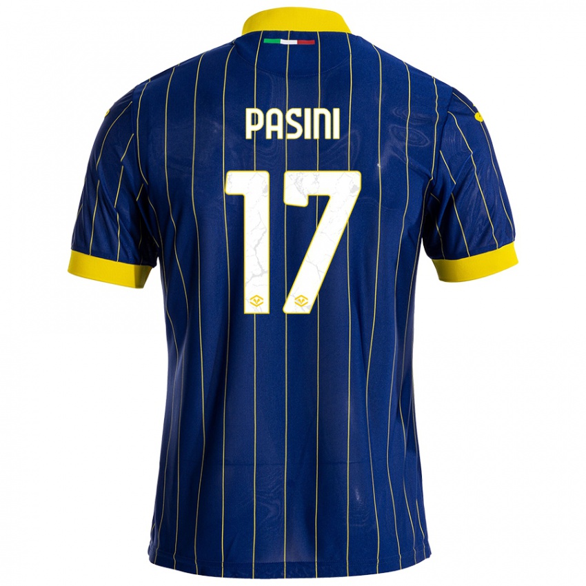 Hombre Camiseta Veronica Pasini #17 Azul Amarillo 1ª Equipación 2024/25 La Camisa Argentina