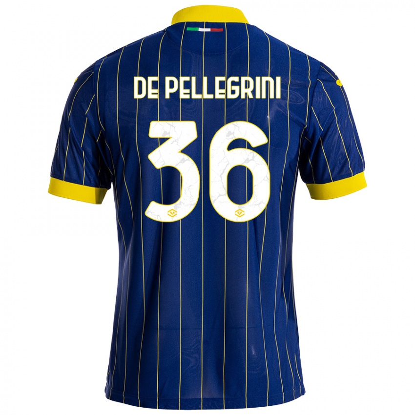 Hombre Camiseta Erika De Pellegrini #36 Azul Amarillo 1ª Equipación 2024/25 La Camisa Argentina