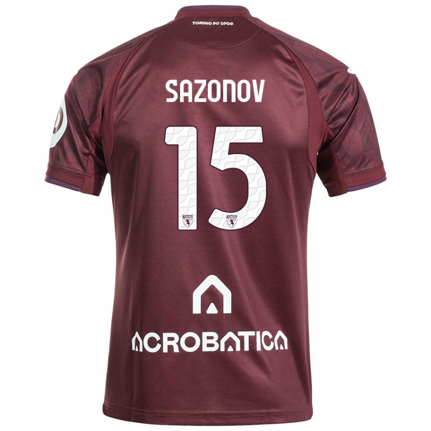 Hombre Camiseta Saba Sazonov #15 Granate Blanco 1ª Equipación 2024/25 La Camisa Argentina