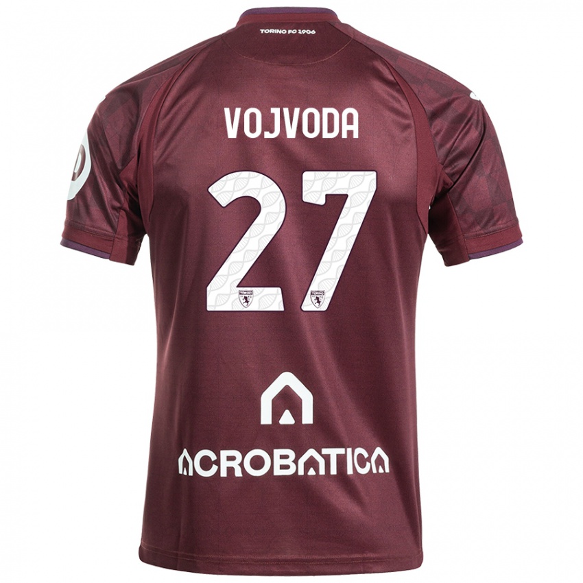 Hombre Camiseta Mërgim Vojvoda #27 Granate Blanco 1ª Equipación 2024/25 La Camisa Argentina