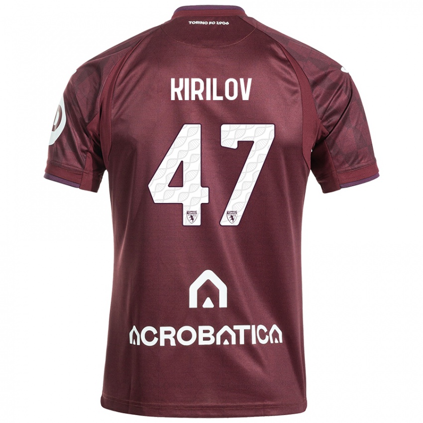 Hombre Camiseta Martin Kirilov #47 Granate Blanco 1ª Equipación 2024/25 La Camisa Argentina