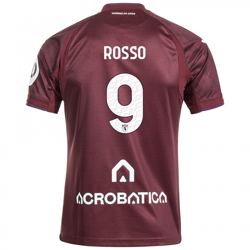 Hombre Camiseta Eleonora Rosso #9 Granate Blanco 1ª Equipación 2024/25 La Camisa Argentina