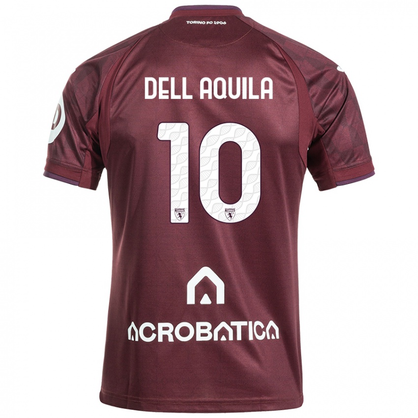 Hombre Camiseta Francesco Dell'aquila #10 Granate Blanco 1ª Equipación 2024/25 La Camisa Argentina