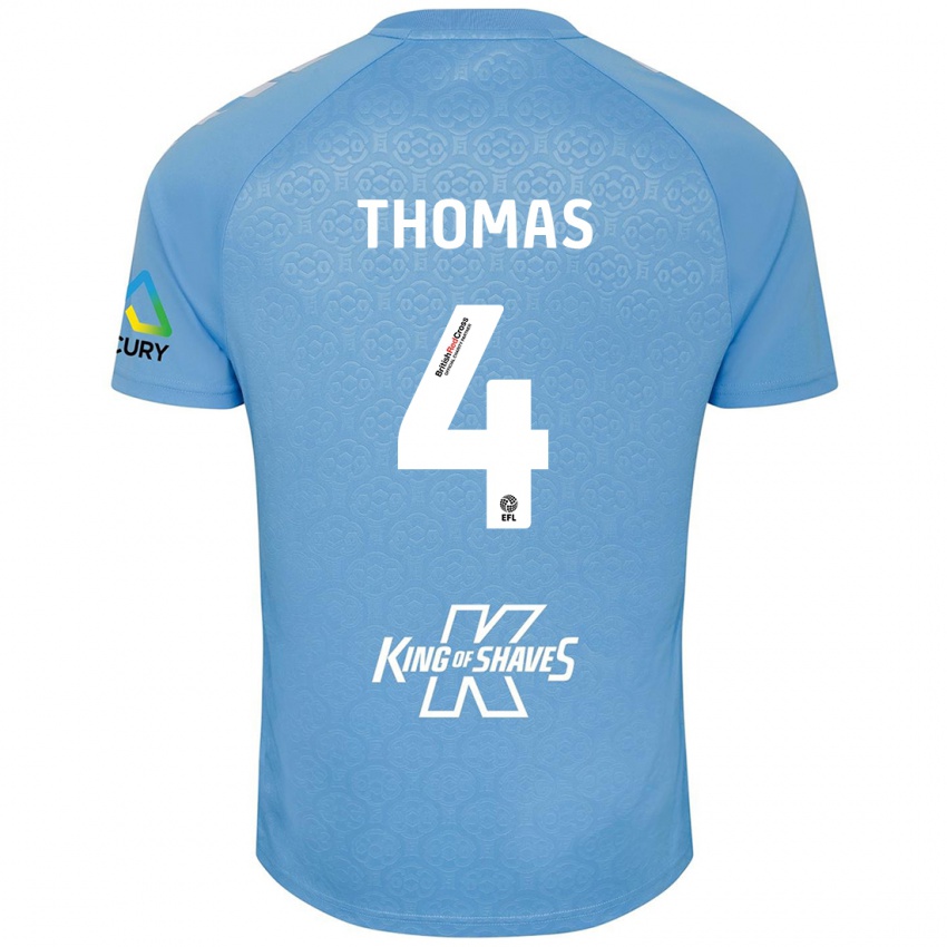 Hombre Camiseta Bobby Thomas #4 Azul Blanco 1ª Equipación 2024/25 La Camisa Argentina