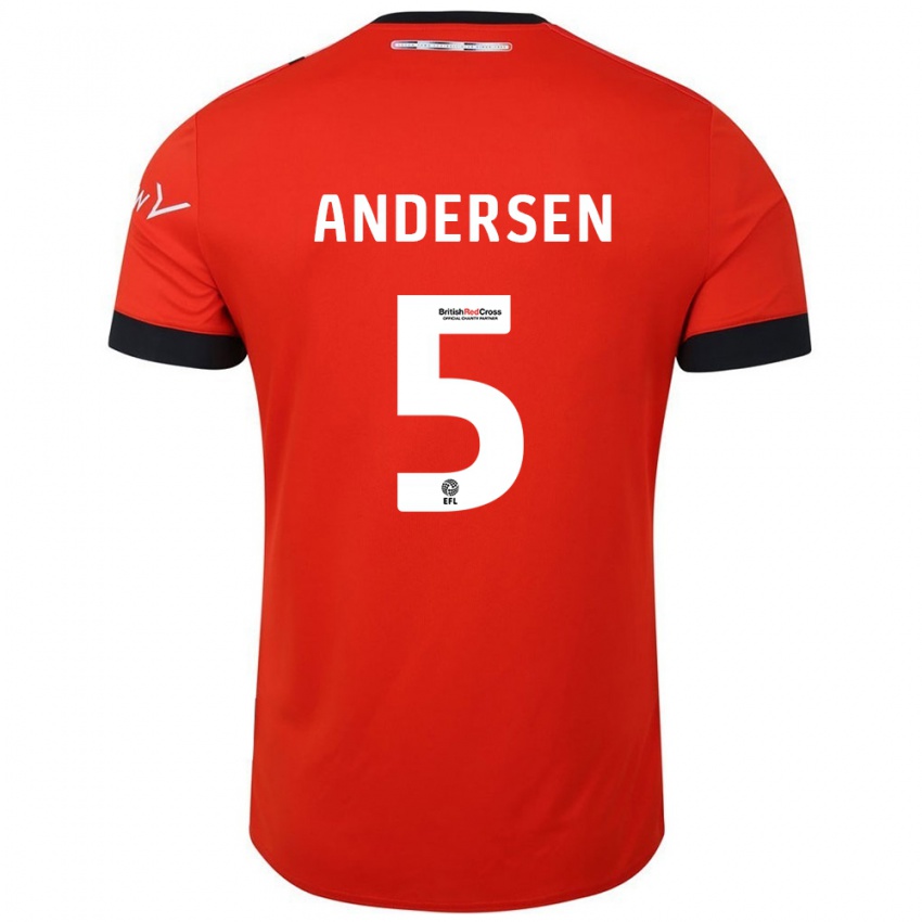 Hombre Camiseta Mads Andersen #5 Naranja Negro 1ª Equipación 2024/25 La Camisa Argentina