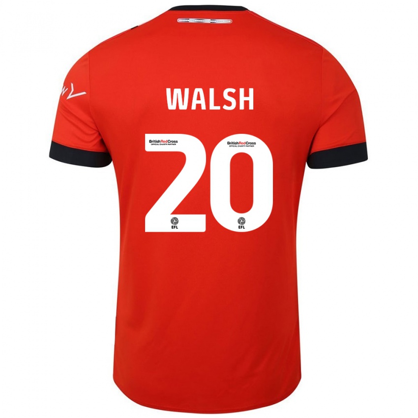 Hombre Camiseta Liam Walsh #20 Naranja Negro 1ª Equipación 2024/25 La Camisa Argentina