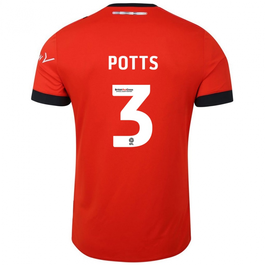 Hombre Camiseta Dan Potts #3 Naranja Negro 1ª Equipación 2024/25 La Camisa Argentina