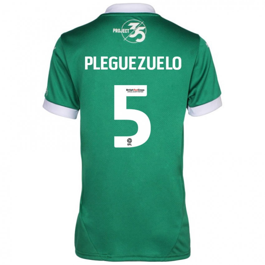 Hombre Camiseta Julio Pleguezuelo #5 Verde Blanco 1ª Equipación 2024/25 La Camisa Argentina