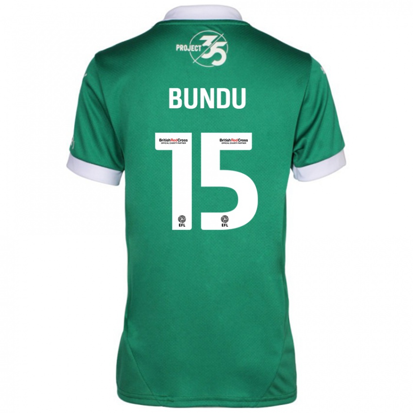 Hombre Camiseta Mustapha Bundu #15 Verde Blanco 1ª Equipación 2024/25 La Camisa Argentina