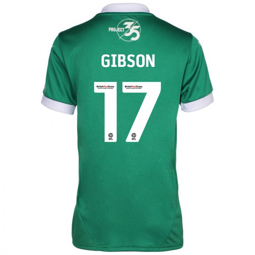 Hombre Camiseta Lewis Gibson #17 Verde Blanco 1ª Equipación 2024/25 La Camisa Argentina