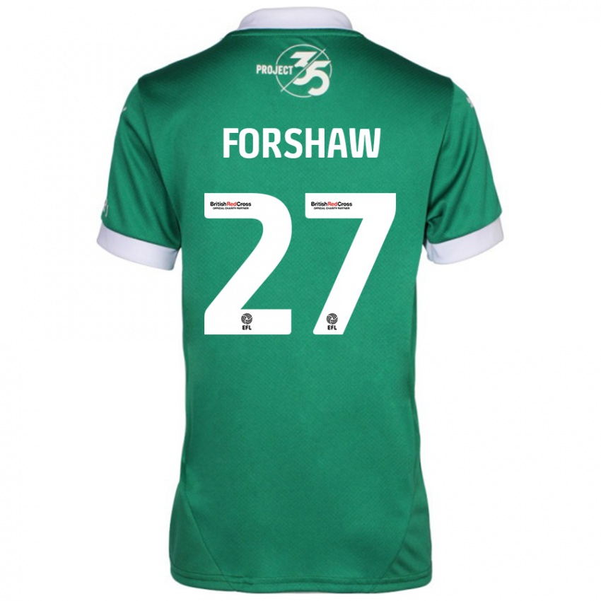 Hombre Camiseta Adam Forshaw #27 Verde Blanco 1ª Equipación 2024/25 La Camisa Argentina