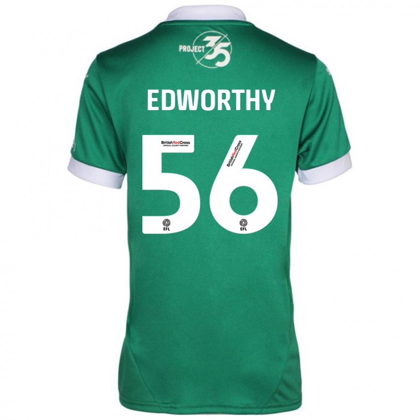 Hombre Camiseta Kieran Edworthy #56 Verde Blanco 1ª Equipación 2024/25 La Camisa Argentina