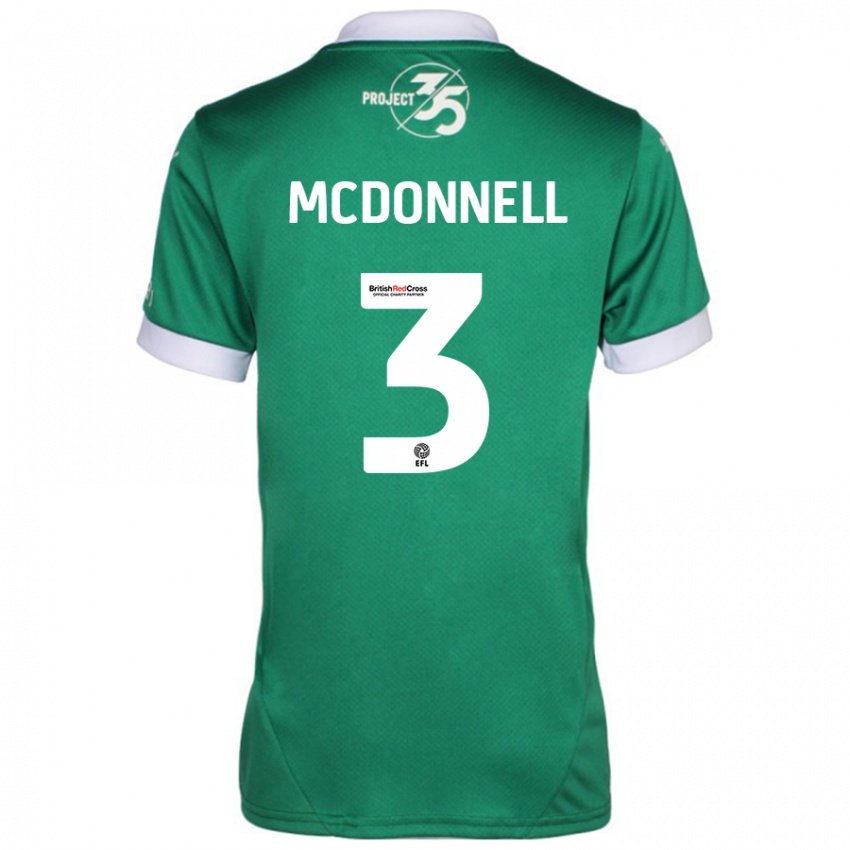 Hombre Camiseta Rosie Mcdonnell #3 Verde Blanco 1ª Equipación 2024/25 La Camisa Argentina