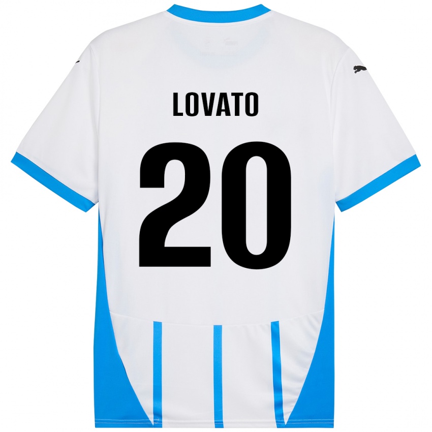 Hombre Camiseta Matteo Lovato #20 Blanco Azul 2ª Equipación 2024/25 La Camisa Argentina