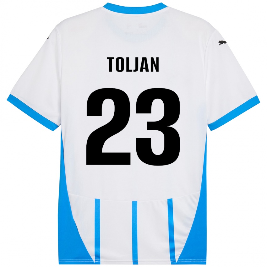 Hombre Camiseta Jeremy Toljan #23 Blanco Azul 2ª Equipación 2024/25 La Camisa Argentina