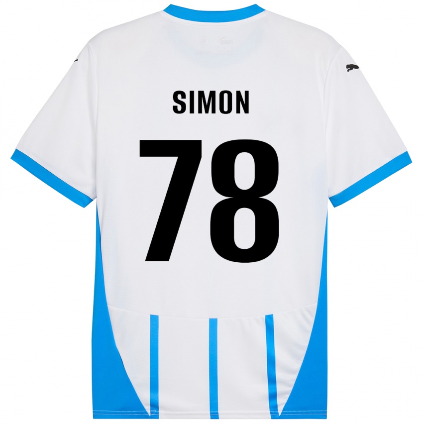 Hombre Camiseta Bénédicte Simon #78 Blanco Azul 2ª Equipación 2024/25 La Camisa Argentina