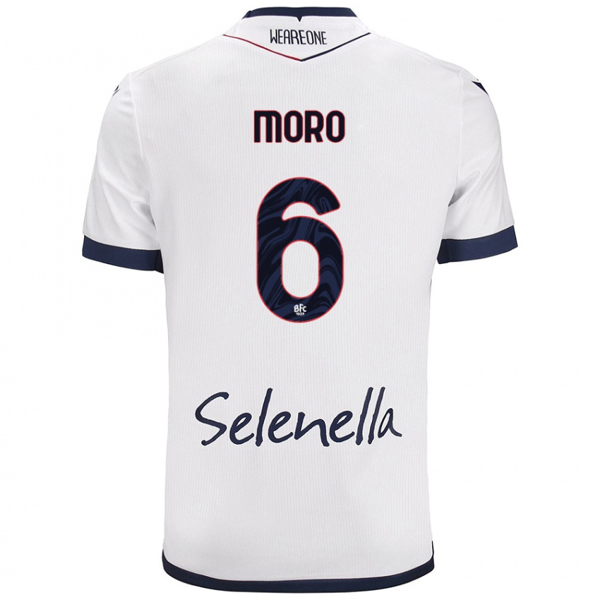 Hombre Camiseta Nikola Moro #6 Blanco Azul Real 2ª Equipación 2024/25 La Camisa Argentina