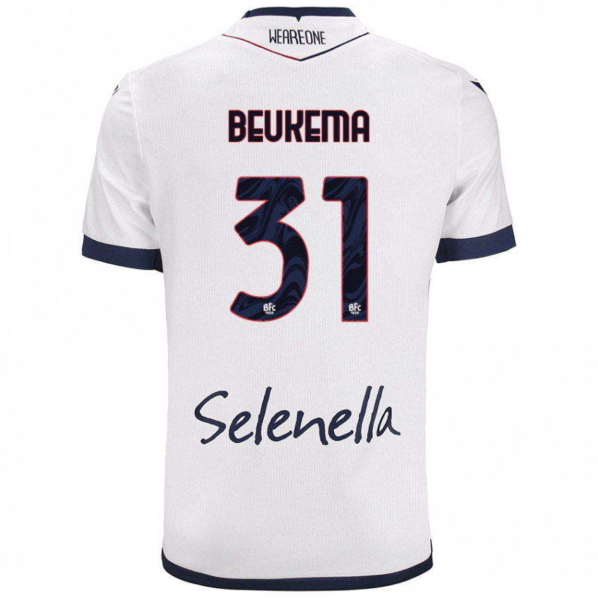 Hombre Camiseta Sam Beukema #31 Blanco Azul Real 2ª Equipación 2024/25 La Camisa Argentina