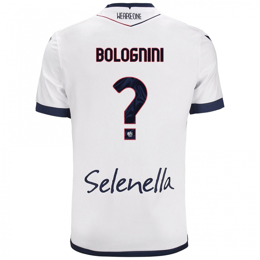 Hombre Camiseta Andrea Bolognini #0 Blanco Azul Real 2ª Equipación 2024/25 La Camisa Argentina