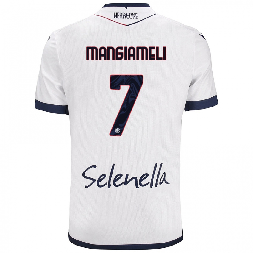 Hombre Camiseta Federico Mangiameli #7 Blanco Azul Real 2ª Equipación 2024/25 La Camisa Argentina