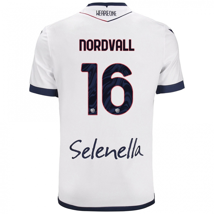 Hombre Camiseta Ossian Nordvall #16 Blanco Azul Real 2ª Equipación 2024/25 La Camisa Argentina