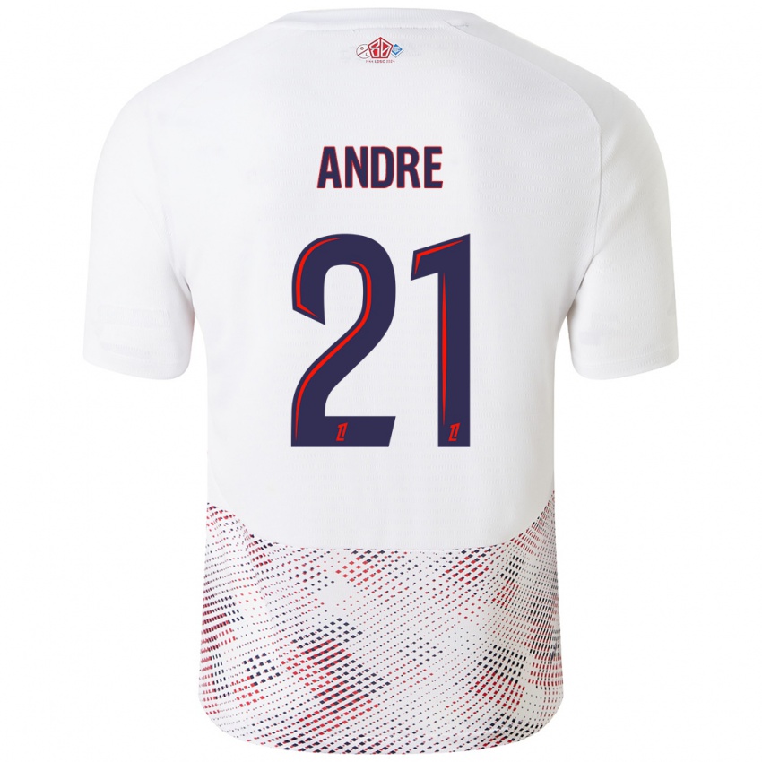 Hombre Camiseta Benjamin Andre #21 Blanco Azul Real 2ª Equipación 2024/25 La Camisa Argentina