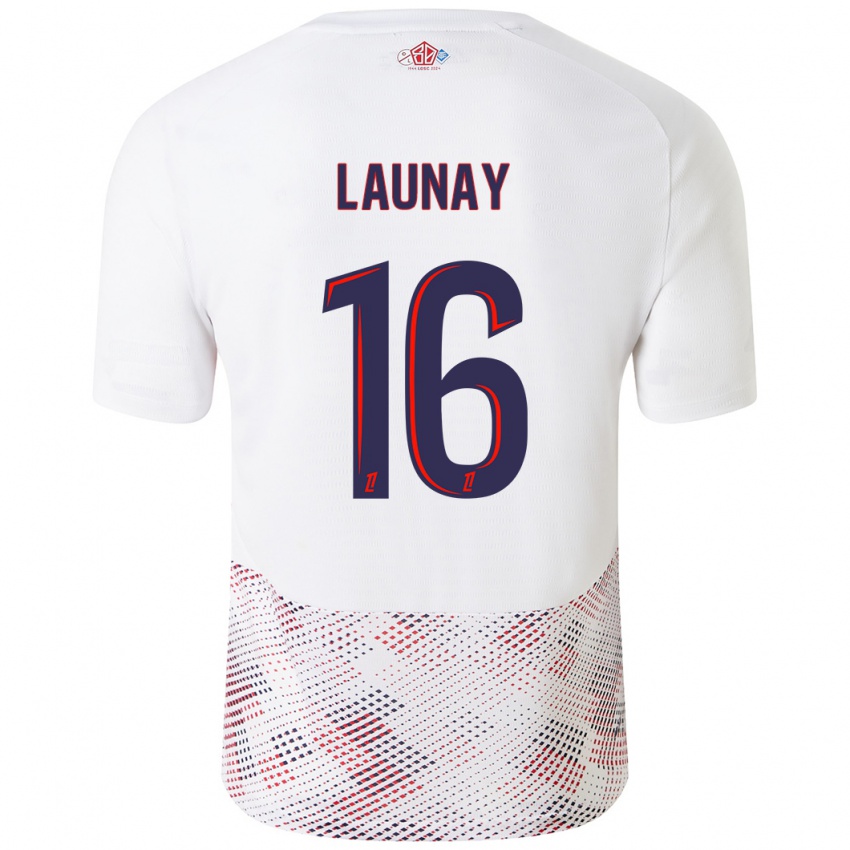 Hombre Camiseta Elisa Launay #16 Blanco Azul Real 2ª Equipación 2024/25 La Camisa Argentina