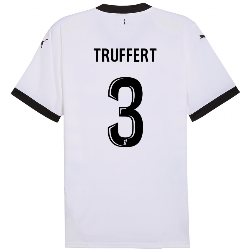 Hombre Camiseta Adrien Truffert #3 Blanco Negro 2ª Equipación 2024/25 La Camisa Argentina