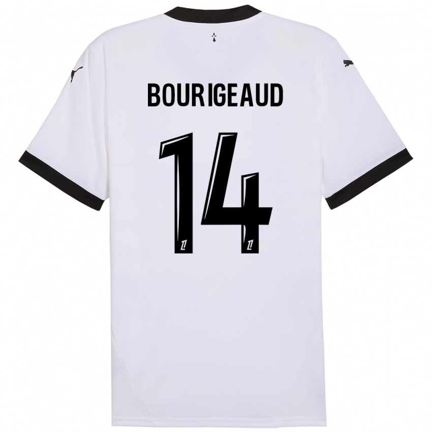 Hombre Camiseta Benjamin Bourigeaud #14 Blanco Negro 2ª Equipación 2024/25 La Camisa Argentina