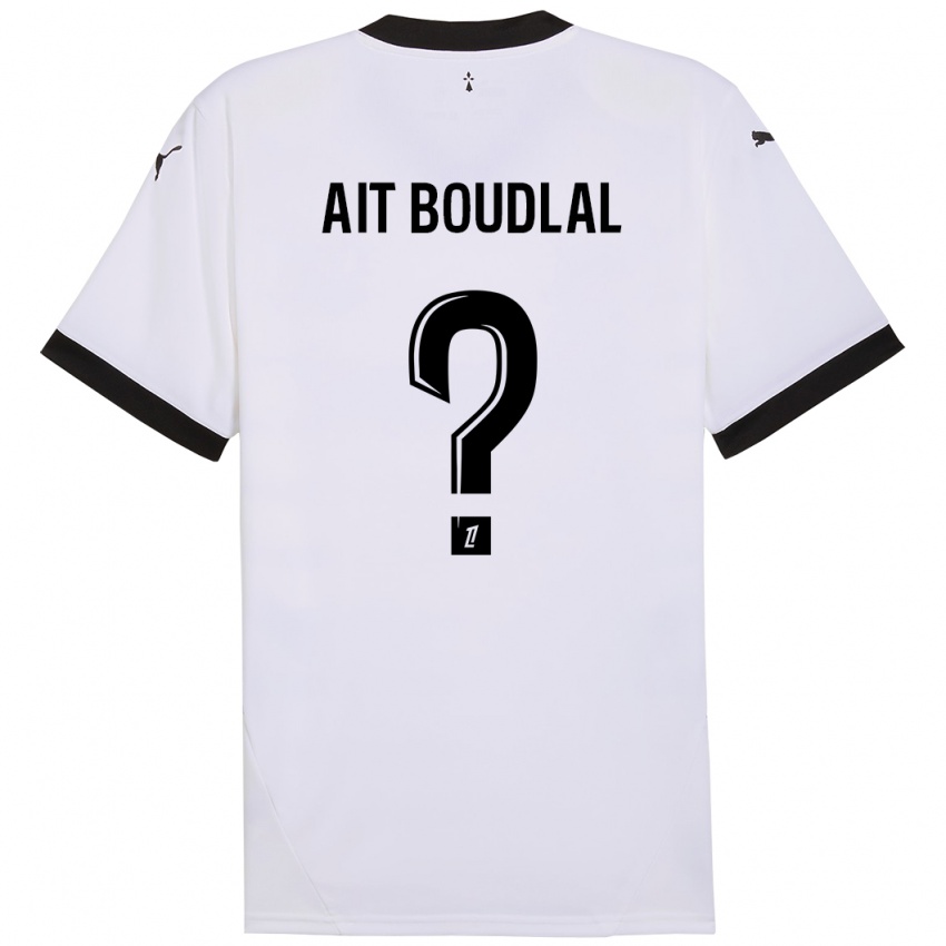 Hombre Camiseta Abdelhamid Ait Boudlal #0 Blanco Negro 2ª Equipación 2024/25 La Camisa Argentina