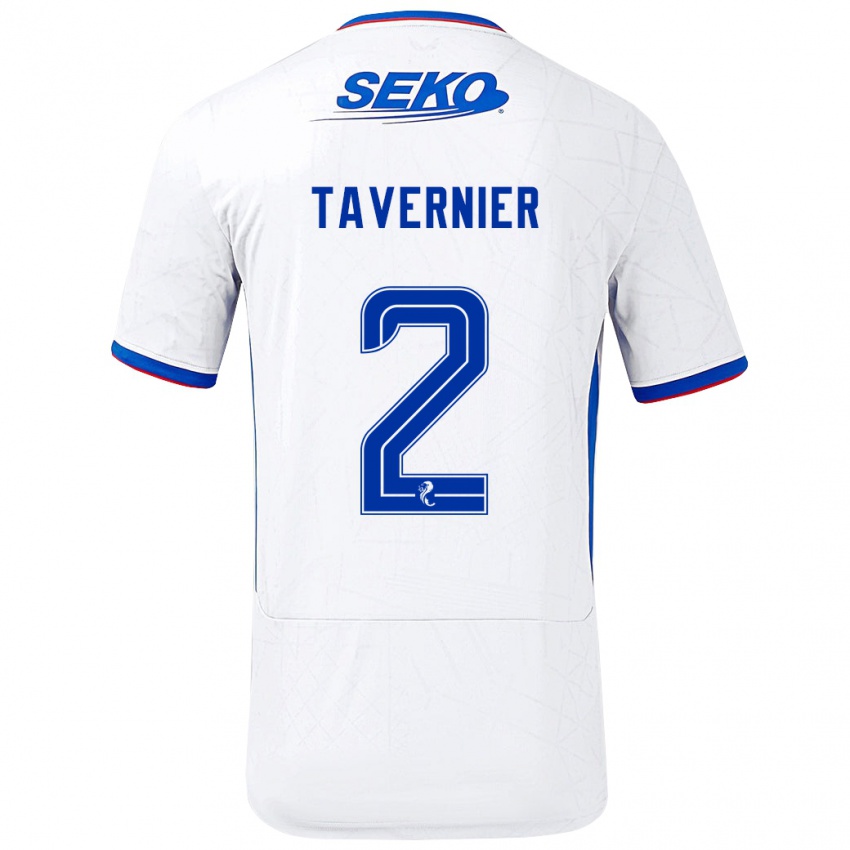 Hombre Camiseta James Tavernier #2 Blanco Azul 2ª Equipación 2024/25 La Camisa Argentina