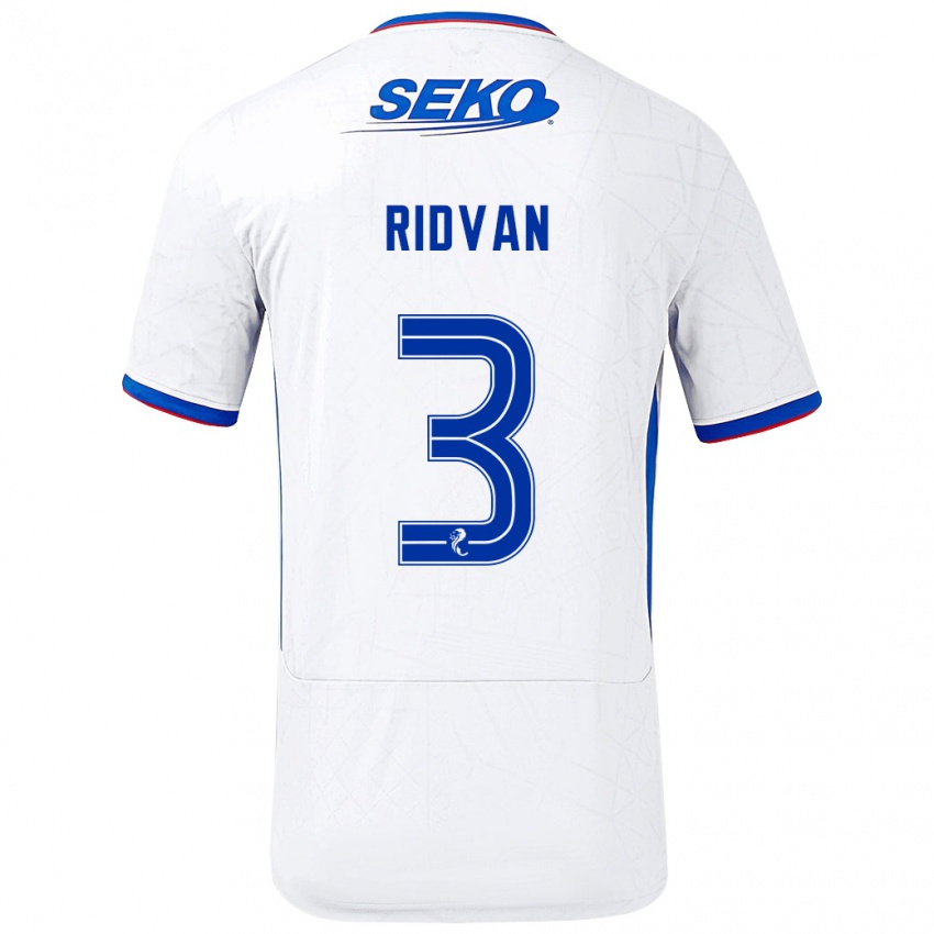 Hombre Camiseta Rıdvan Yılmaz #3 Blanco Azul 2ª Equipación 2024/25 La Camisa Argentina