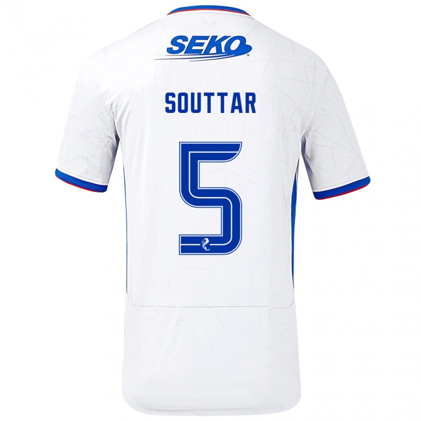 Hombre Camiseta John Souttar #5 Blanco Azul 2ª Equipación 2024/25 La Camisa Argentina