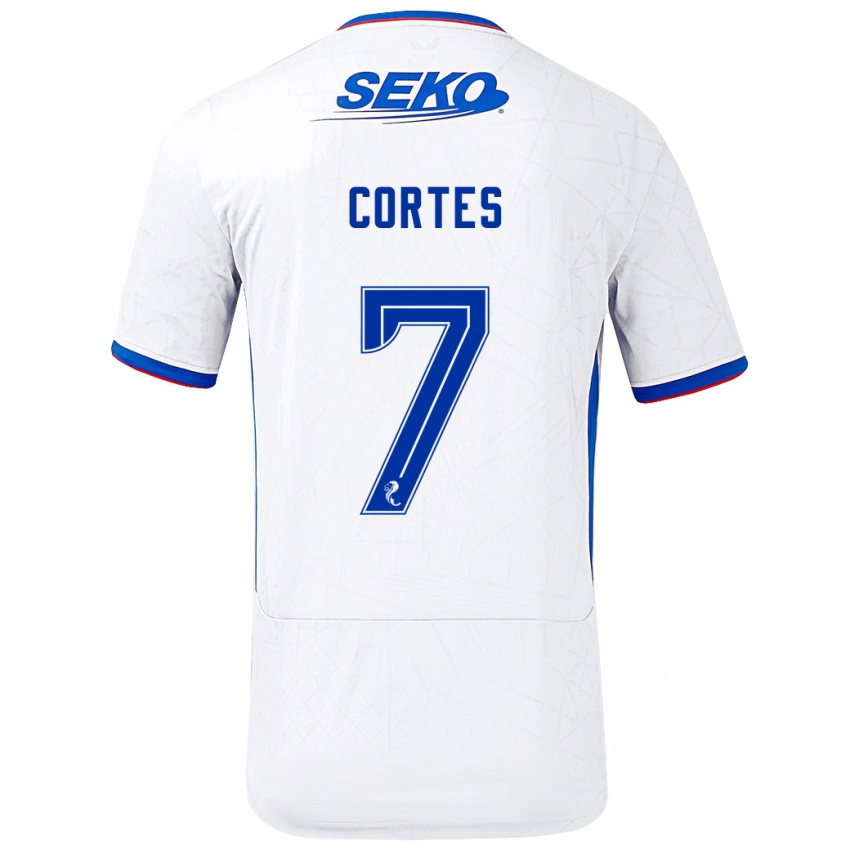 Hombre Camiseta Óscar Cortés #7 Blanco Azul 2ª Equipación 2024/25 La Camisa Argentina