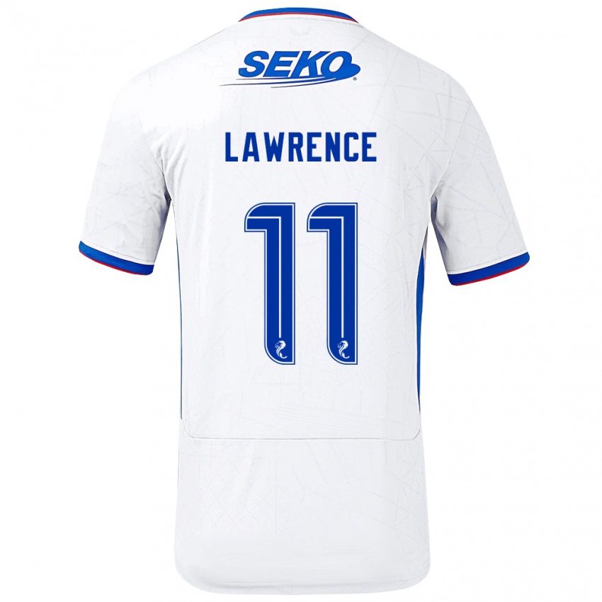 Hombre Camiseta Tom Lawrence #11 Blanco Azul 2ª Equipación 2024/25 La Camisa Argentina