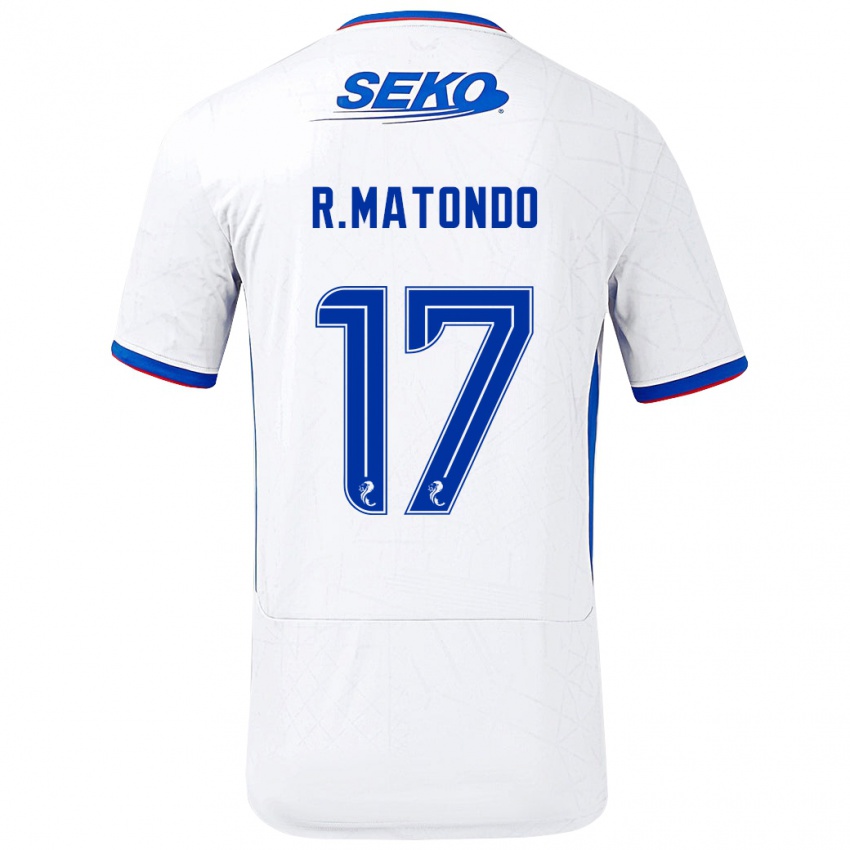 Hombre Camiseta Rabbi Matondo #17 Blanco Azul 2ª Equipación 2024/25 La Camisa Argentina