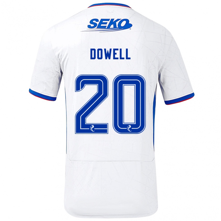 Hombre Camiseta Kieran Dowell #20 Blanco Azul 2ª Equipación 2024/25 La Camisa Argentina