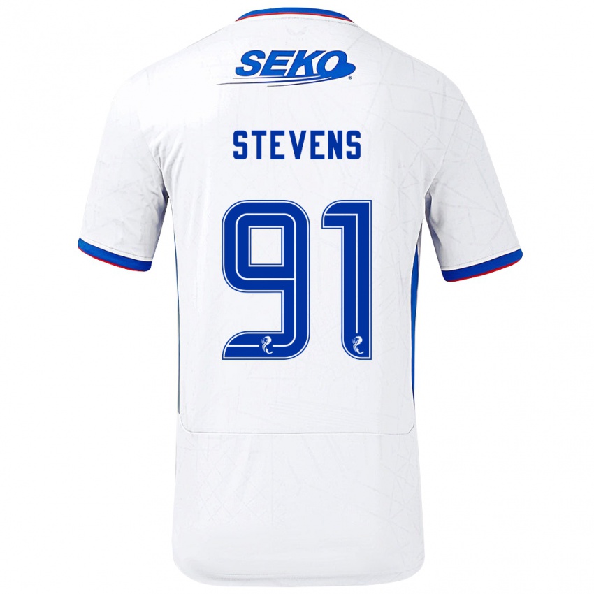 Hombre Camiseta Archie Stevens #91 Blanco Azul 2ª Equipación 2024/25 La Camisa Argentina