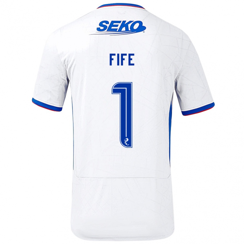 Hombre Camiseta Jenna Fife #1 Blanco Azul 2ª Equipación 2024/25 La Camisa Argentina