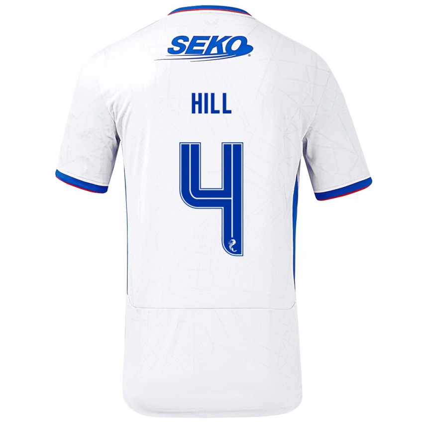 Hombre Camiseta Kathryn Hill #4 Blanco Azul 2ª Equipación 2024/25 La Camisa Argentina