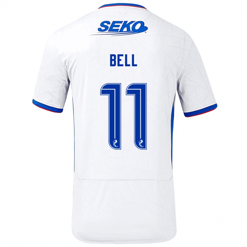 Hombre Camiseta Megan Bell #11 Blanco Azul 2ª Equipación 2024/25 La Camisa Argentina