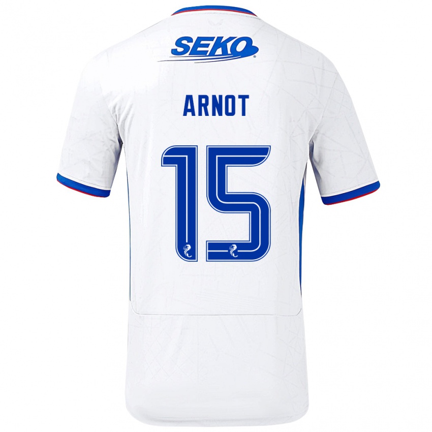 Hombre Camiseta Elizabeth Arnot #15 Blanco Azul 2ª Equipación 2024/25 La Camisa Argentina