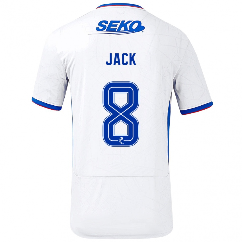 Hombre Camiseta Ryan Jack #8 Blanco Azul 2ª Equipación 2024/25 La Camisa Argentina