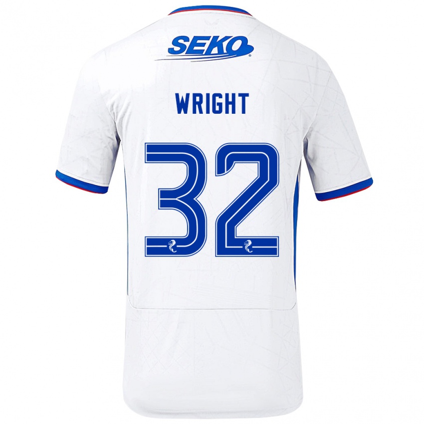 Hombre Camiseta Kieran Wright #32 Blanco Azul 2ª Equipación 2024/25 La Camisa Argentina