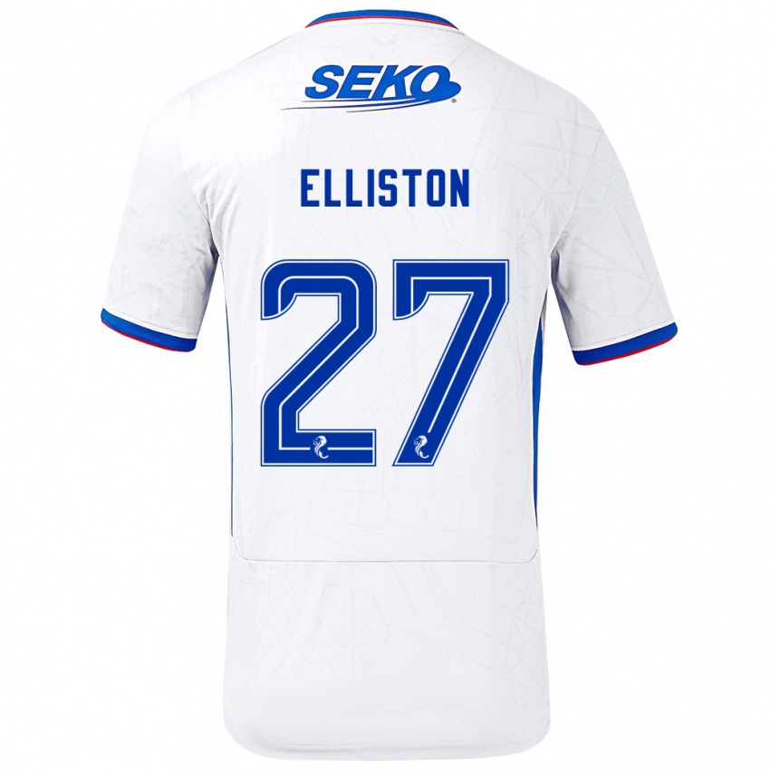 Hombre Camiseta Maddie Elliston #27 Blanco Azul 2ª Equipación 2024/25 La Camisa Argentina